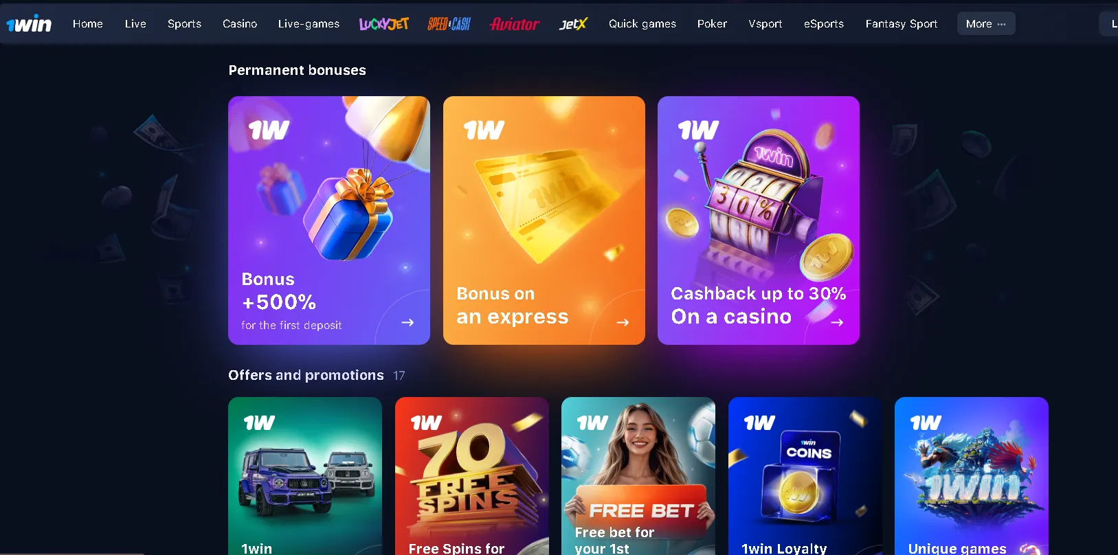 1win casino bonuses and promo codes Pakistan